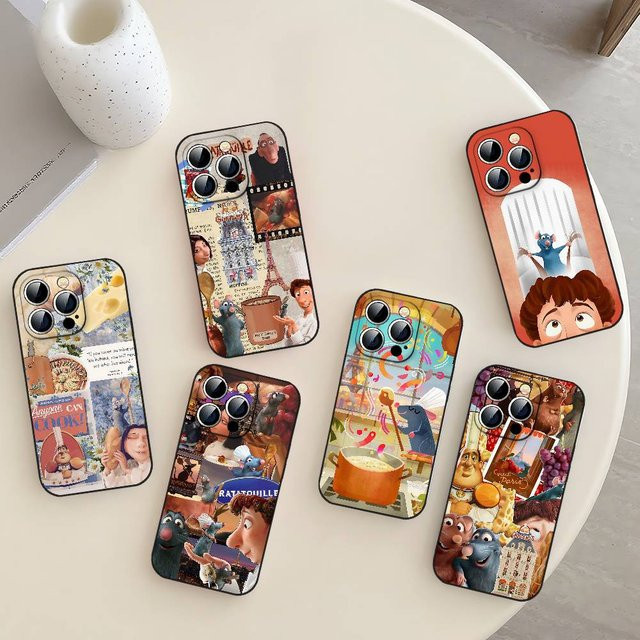 Mesuca Retro R-Ratatouille Handyhülle für iPhone 11 bis 17 Pro Max, Soft Cover in Schwarz und Multicolour - Bild 1