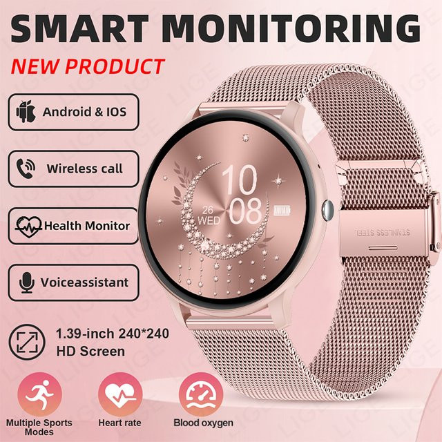 LIGE Smartwatch, Edelstahl, Grün, Unisex - Bild 1
