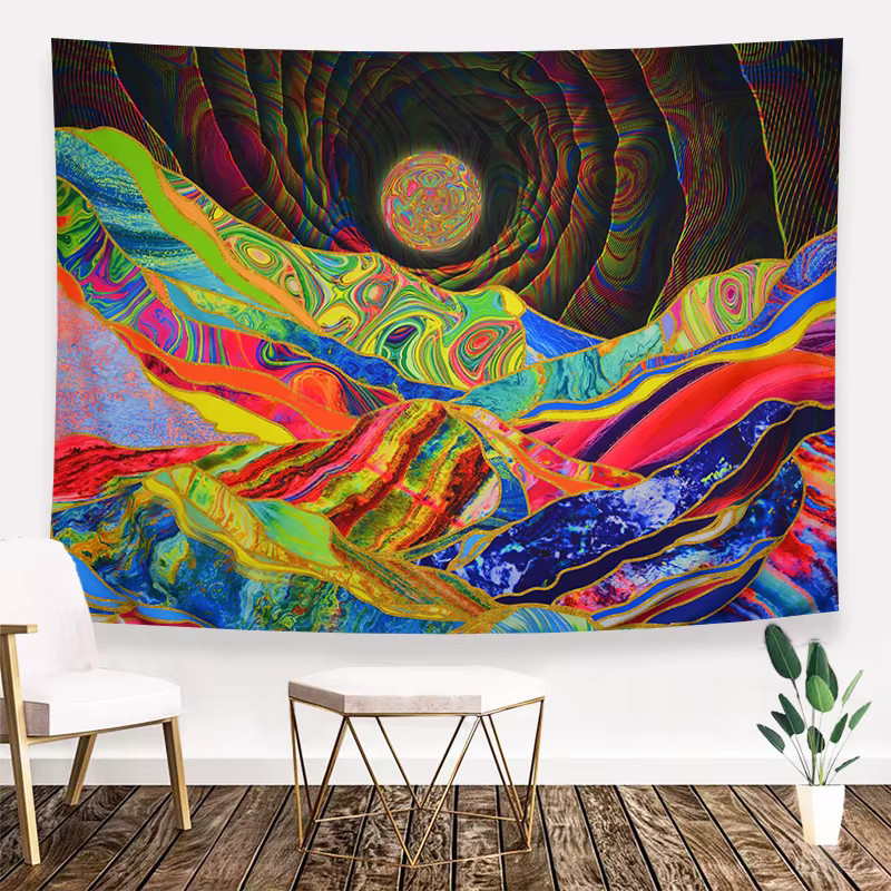 VIKAMA Wandteppich mit Cosmic Mushroom Design in Multicolour, abstrakter Wandbehang aus Textil für Wohnzimmer und Schlafzimmer, B/H: 60 x 40 cm - Bild 1