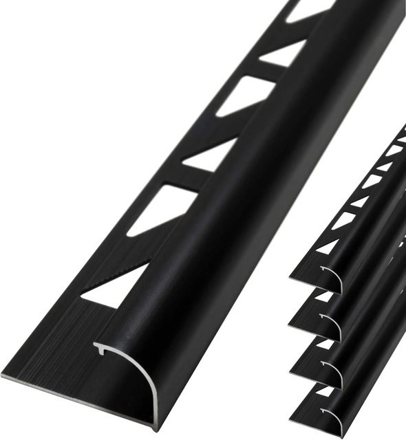 Dalsys Fliesenschiene Viertelkreis aus Aluminium in Schwarz, B/H: 5 mm x 8 mm, Länge: 2,5 m - Bild 1