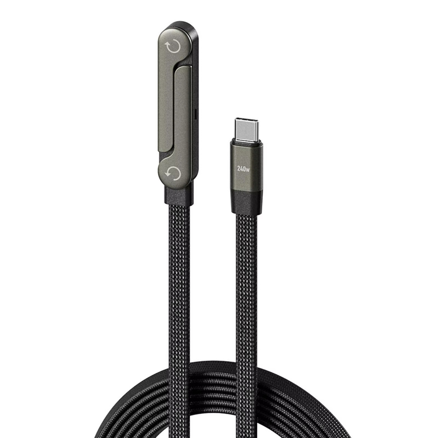 Alloet USB-C zu USB-C Schnellladekabel mit integriertem Telefonständer, 240W, Schwarz - Bild 5