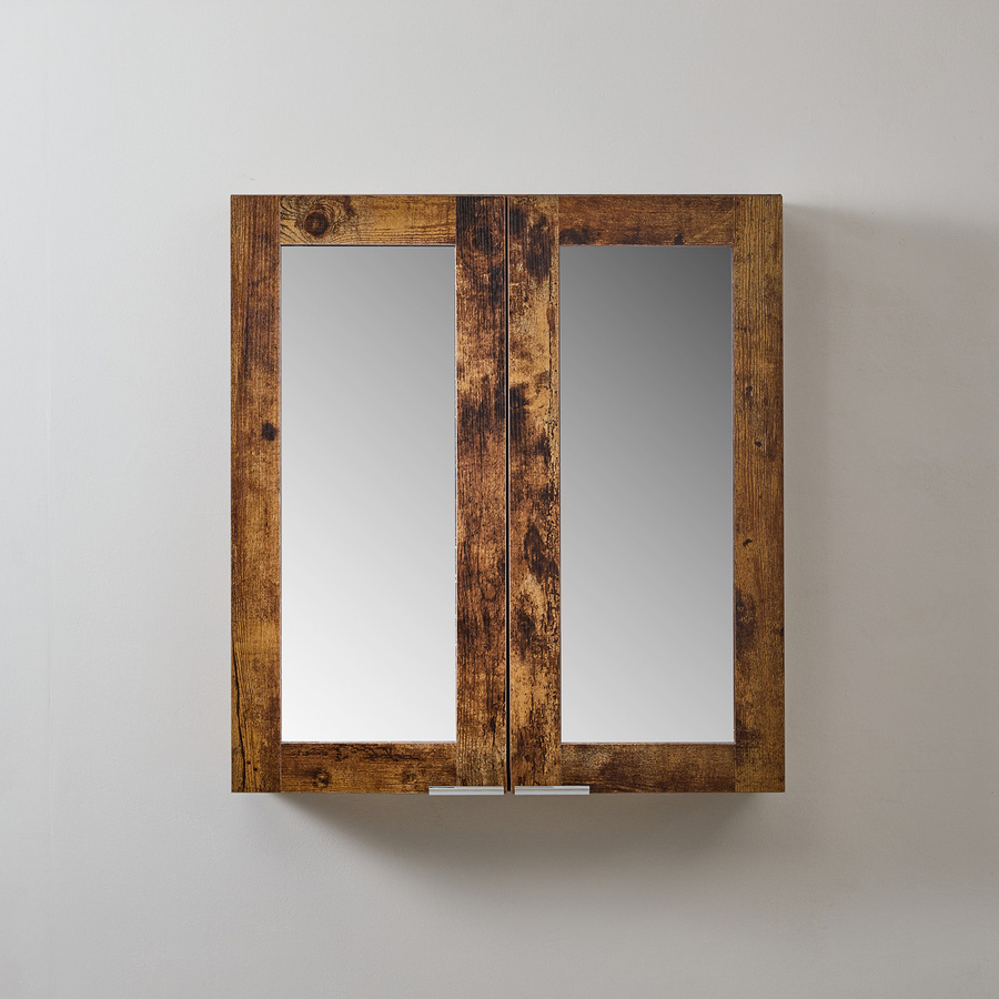 Spiegelschrank HudsonReed in Dunkler Eiche mit Soft-Close-Türen und Spiegel, B/H: 60 x 65 cm - Bild 1