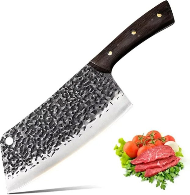 GuanQi Handgeschmiedetes Metzger-Kochmesser mit Holzgriff in Silber, 17,78 cm - Bild 1