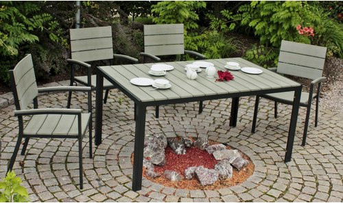 GARDEN PLEASURE Sitzgruppe Olivia 5-tlg. aus Aluminium in Grau mit Tisch und 4 Stapelstühlen - Bild 2