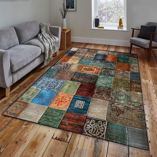 Karpetti Geometrischer Teppich in Multicolour, moderner und rutschfester Flächenteppich aus Polyester für Wohnzimmer, Schlafzimmer oder Küche, B/T: 80 x 120 cm - Bild 1