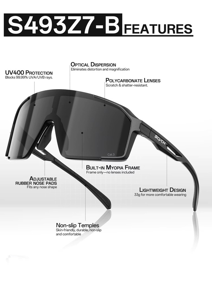 SCVCN Sportsonnenbrille, Photochrome, Vollrand, Kunststoff, Unisex - Bild 5