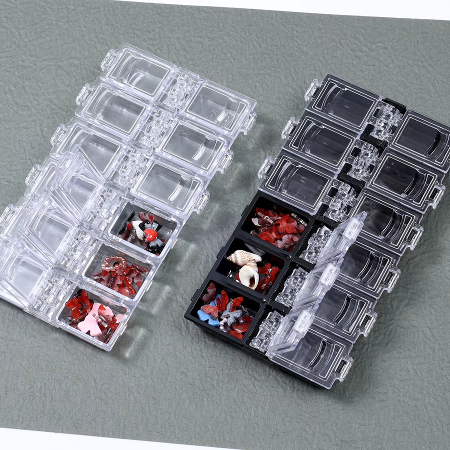 SWEET TREND Aufbewahrungsbox für Nagelzubehör, 12-Fächer, transparent, schwarz - Bild 2