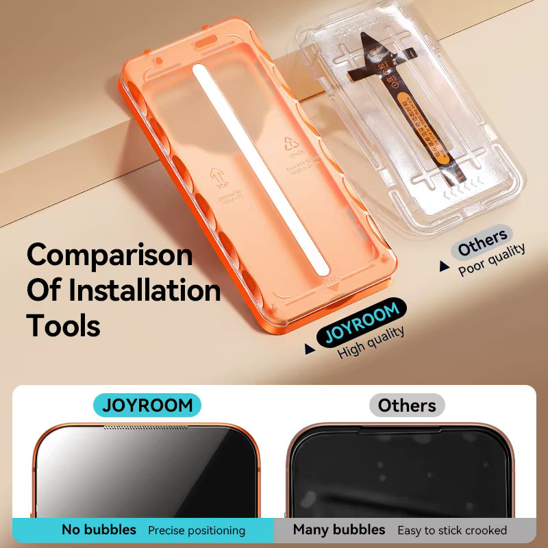Joyroom Staubfreies HD-Glas Displayschutz aus Hartglas für iPhone 18 Pro Max, iPhone 17 und iPhone 16 Pro Max, transparent - Bild 3
