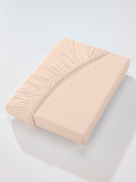 Wäschepur Betttuch aus Jersey in Beige, GOTS-zertifiziert, bügelfrei, 95% Baumwolle und 5% Elasthan - Bild 1