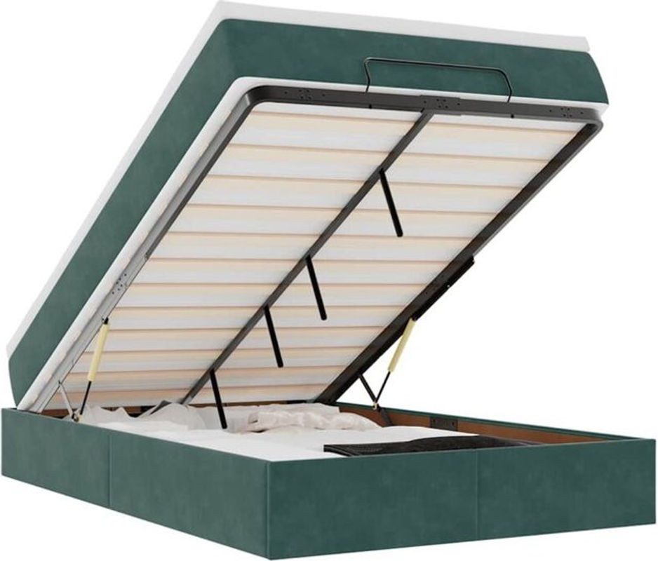 vidaxl Ottoman Polsterbett mit Matratze aus Samt in Dunkelgrün B/T/H: 120 x 190 x 23,5 cm - Bild 1
