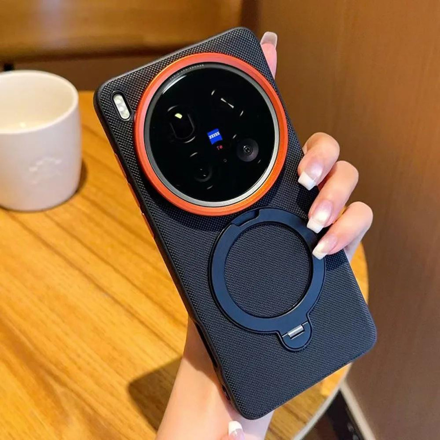 Magnetische Vivo Handyhülle mit Diamanttextur und 360° Matt Ringständer, stoßfeste Abdeckung für Vivo X200 Pro, X200 Ultra, X200s, X100s und X300 Pro Mini - Bild 2