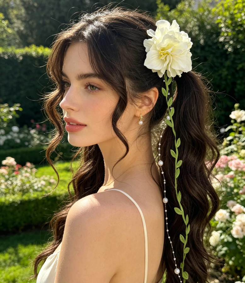 Molans Haarspange mit Stoffblumen und Perlen-Quasten - Bild 2