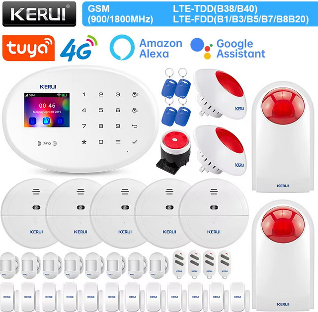 KERUI W204 Smart Alarm Sicherheitssystem in Weiß mit 4G WIFI GSM Unterstützung, Tuya Smart, Alexa kompatibel, inklusive Bewegungssensor, Sirene und RFID Karte - Bild 1