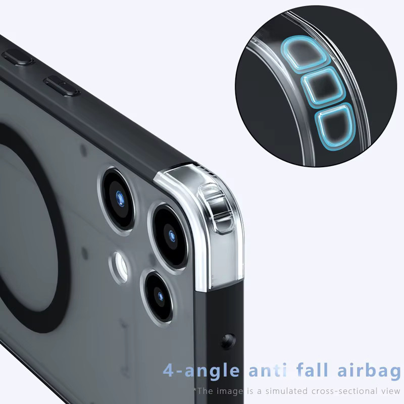 ELVEV Magnetische Hülle für Nothing Phone 3A Lite mit Anti-Drop Airbags, Matte Oberfläche und Saugnapf-Funktion - Bild 3