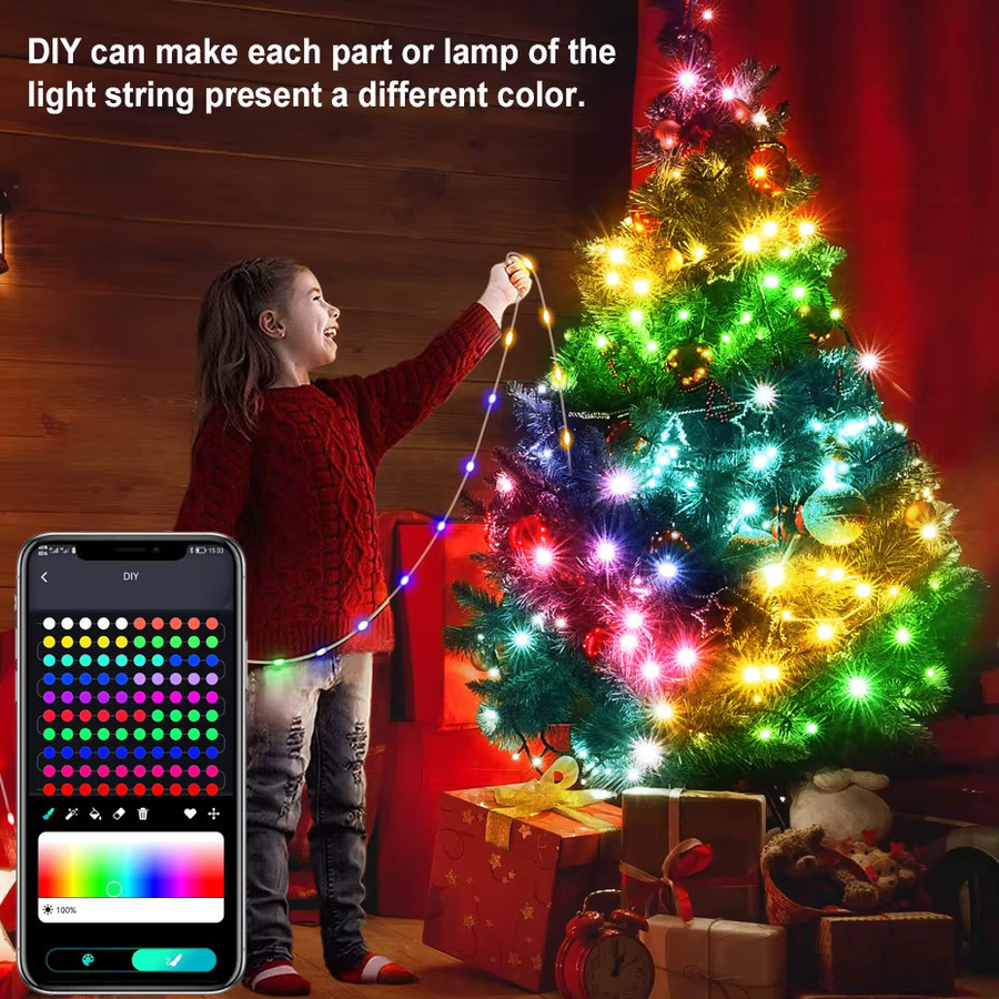Asign Smart LED Weihnachtsbeleuchtung RGB Vorhang Lichterkette mit Bluetooth und USB, Multicolour - Bild 2
