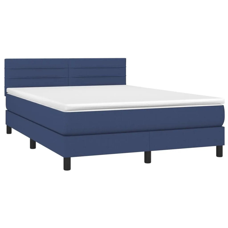 vidaXL Boxspringbett Hybrid mit Matratze und LED-Beleuchtung in Blau und Weiß, B/T: 140 x 200 cm - Bild 2