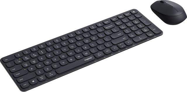 Rapoo 9310M Kabelloses Multi-Mode Tastatur und Maus Set mit Bluetooth, Ergonomisch, QWERTZ (DE), Dunkelgrau - Bild 3