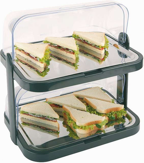 APS Buffet-Vitrine Doppeldecker schwarz/transparent B: 32 cm, T: 44 cm, H: 44 cm - Bild 1