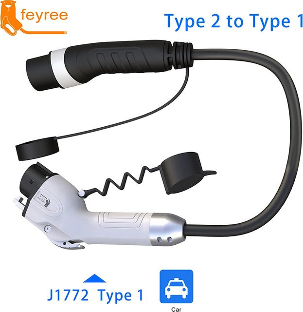 Feyree Auto EVSE Ladekabel Typ2 auf Typ1 J1772 Ladekabeladapter für EV-Ladestationen 16A 3,5kW 32A 7kW - Bild 1