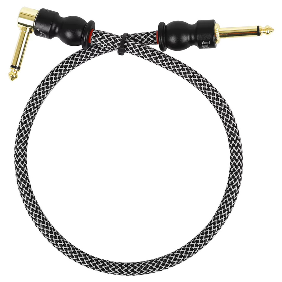 IRIN E-Gitarrenkabel in Schwarz, 50 cm, 90 Grad rechtwinklig bis gerade, 6,35 mm Stereo-Audiokabel für Gitarre und Bass mit Anti-Lärm-Technologie - Bild 2