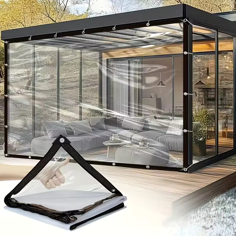Robuste transparente PVC-Plane als wasserdichte und wetterfeste Abdeckung für Garten, Balkon, Gewächshaus und Regenschutz - Bild 2