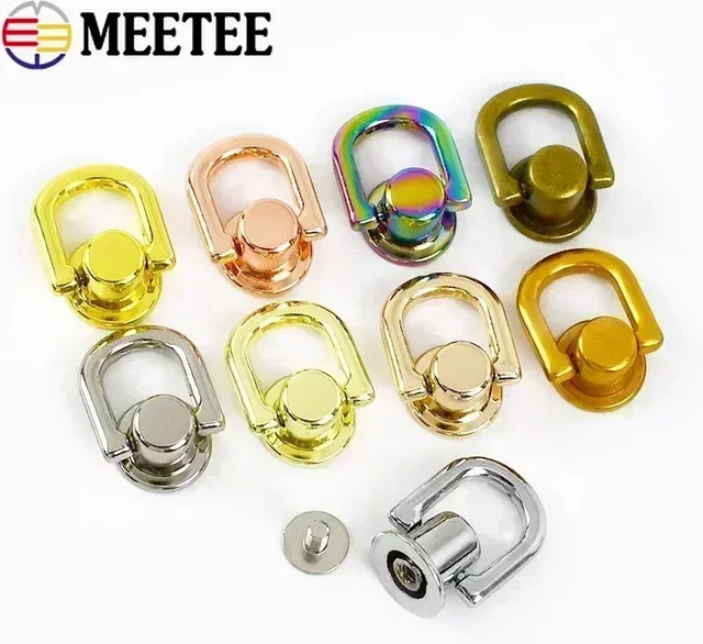 Meetee Metall-D-Ring-Bolzen aus Stahl als Nieten-Schnalle und Schraubverbinder für DIY-Bastelzubehör, 10 mm, Braun und Mehrfarbig - Bild 1
