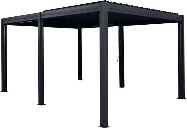 Floraworld Pergola mit Lamellen-Flach-Dach aus Aluminium in Anthrazit, B: 400 cm, T: 300 cm, H: 300 cm - Bild 1