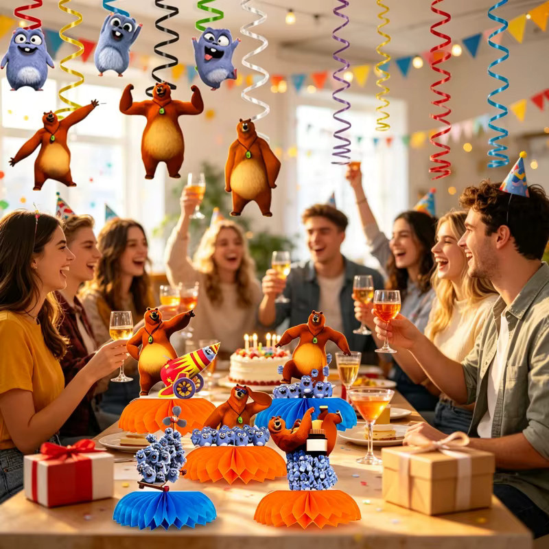 Warner Bros. Grizzy und Lemmings Wabenspiral-Dekorations-Set für Partys und Geburtstage, mehrfarbig aus Papier - Bild 2