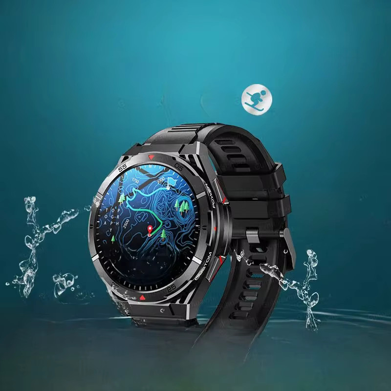 GUHUAVMI GPS Smartwatch für Android mit AMOLED HD Display, Bluetooth Anruffunktion, Kompass und 150 Sportmodi, IP69 wasserdicht, Farbe: Schwarz/Silber - Bild 4