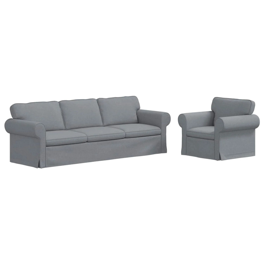 vidaXL Ecksofa 2-teilig in Hellgrau mit Stoffbezug und Metallrahmen, B/T/H: 245 x 82 x 80 cm - Bild 2