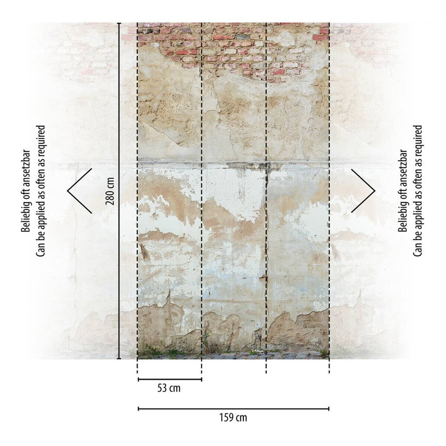 Livingwalls Fototapete Steinoptik Vintage in Grau Beige Braun B: 280 cm, H: 159 cm - Bild 2