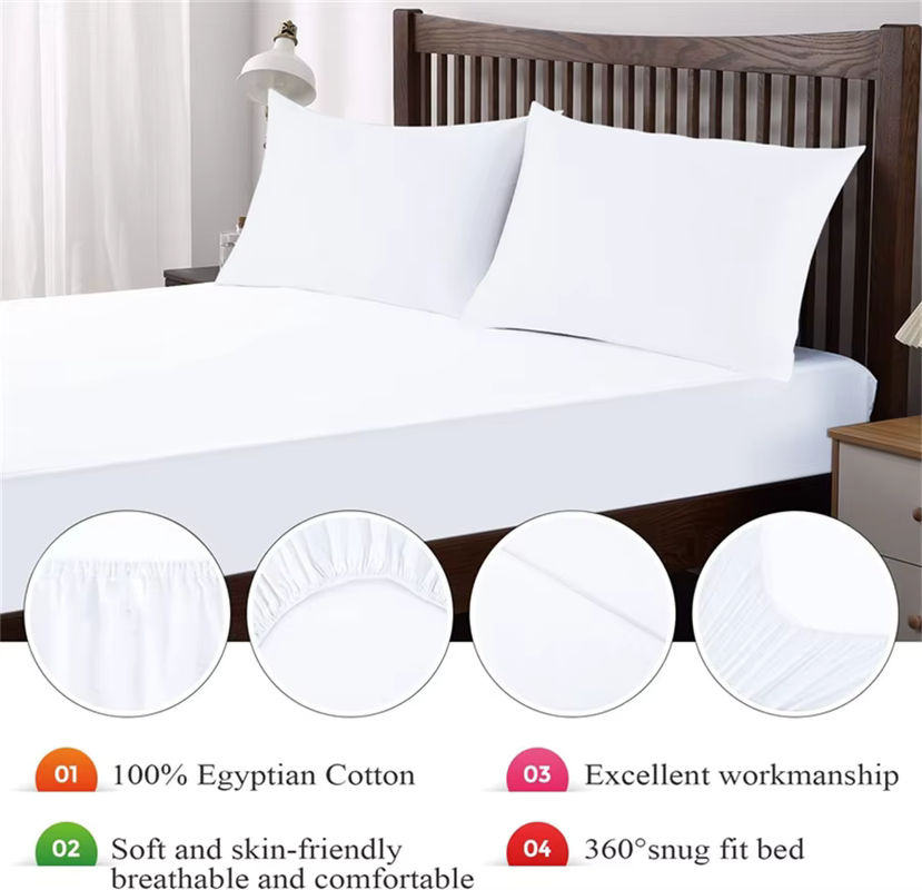 Dreamreal Spannbettlaken aus 100% Ägyptischer Baumwolle mit Blätter-Design, 400 TC Percale, Farbe: Gray, B/T: 140 x 200 cm bis 160 x 200 cm - Bild 3
