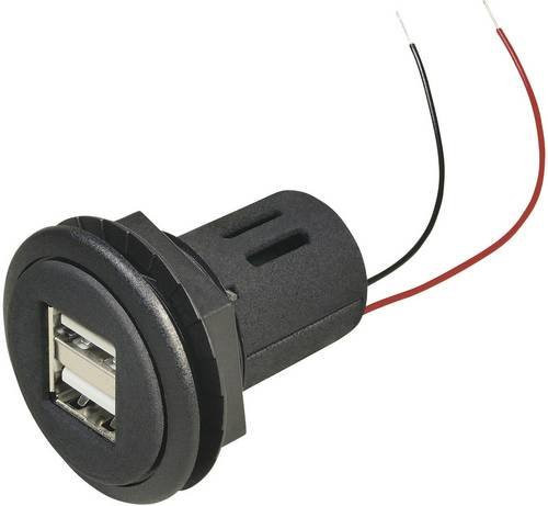 ProCar USB Einbau-Doppelsteckdose USB-A in Schwarz für 12V/24V zu 5V mit max. 5A Belastbarkeit - Bild 1
