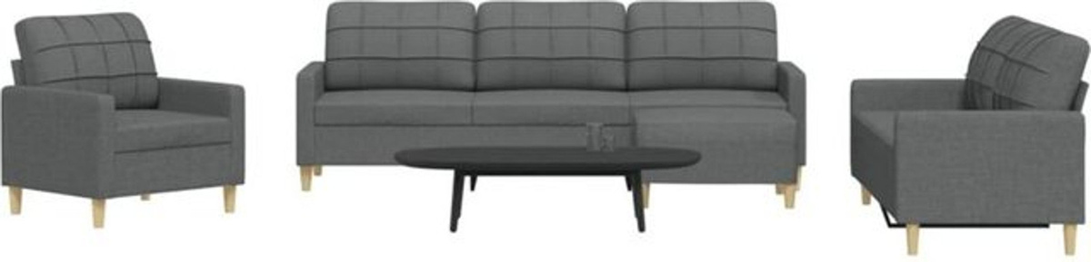 Vidaxl 4-tlg. Sofagarnitur mit Fußhocker in Anthrazit aus Stoff und Metall im modernen Design - Bild 1