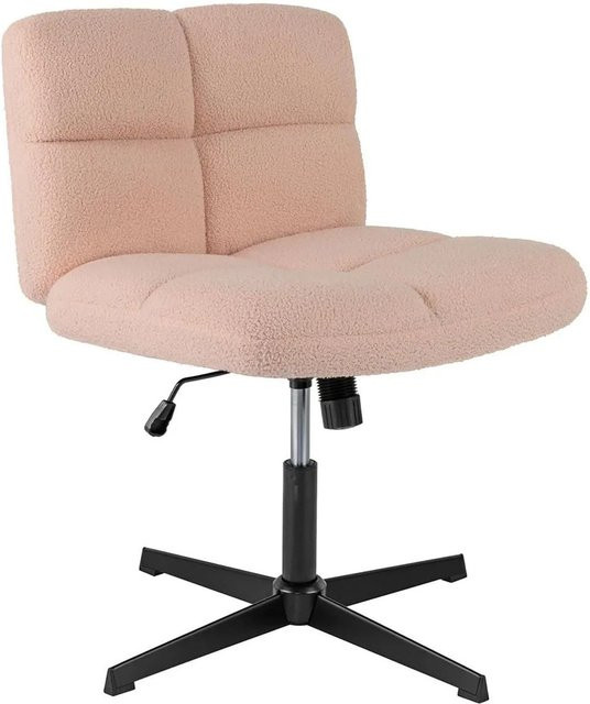 Costway Drehstuhl Modern Pink Bouclé mit Rollen für Home Office - Bild 1