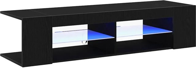 vidaXL TV-Schrank modern in Schwarz und Eiche, B/T/H: 135 x 39 x 30 cm - Bild 1