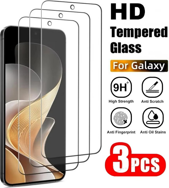 3er-Pack Ultra HD Displayschutzfolie aus gehärtetem Glas für Samsung Galaxy S25 S24 S23 S22 S21 S20 Ultra und FE Modelle, transparent - Bild 1