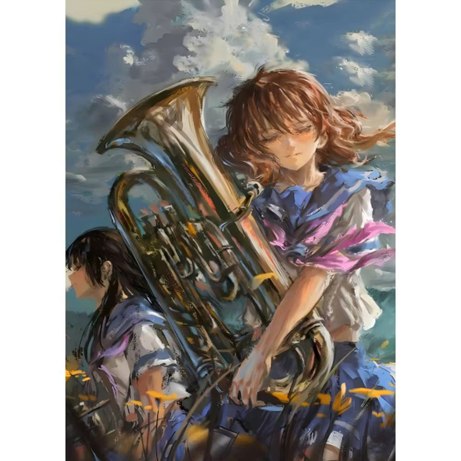 Wasserfestes Cartoon-Anime-Poster Sound-Euphonium in Mehrfarben, selbstklebend, Rechteckig, B/H: 15,0 x 15,0 cm - Bild 6