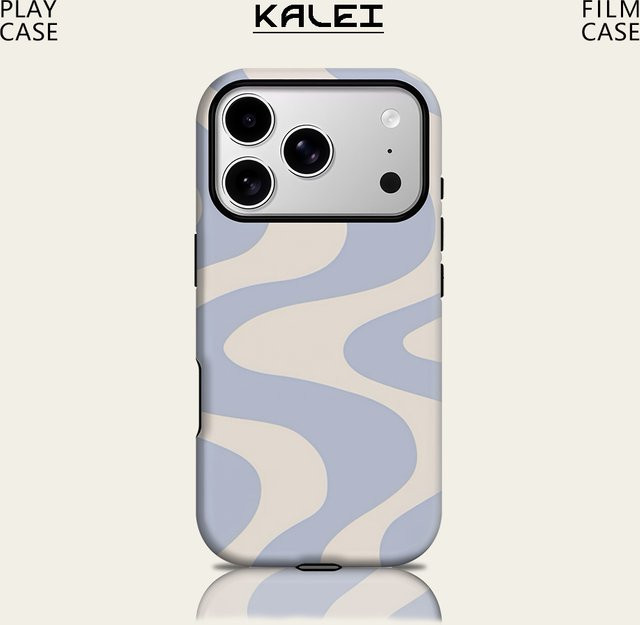 Potdemiel Magnetische Handyhülle mit hellblauem Wellenmuster für iPhone 17 16 15 14 Pro Max Plus, robuste Doppelschicht-Schutzhülle - Bild 1