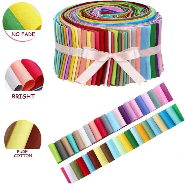 40 Stück Patchwork Rollenstoff mit Blumenmuster in Multicolour, Stoffstreifen zum Quilten und Nähen, B: 6,5 cm, L: 50 cm - Bild 1