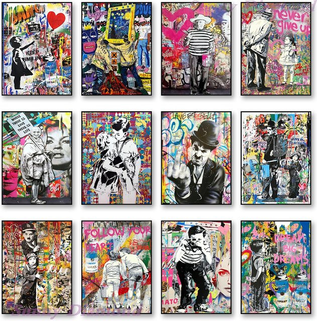 KAYOU Diamond Painting Set Banksy Graffiti im Nordic Pop Stil, 5D DIY Kreuzstich Kit für Erwachsene, Mehrfarbig - Bild 1