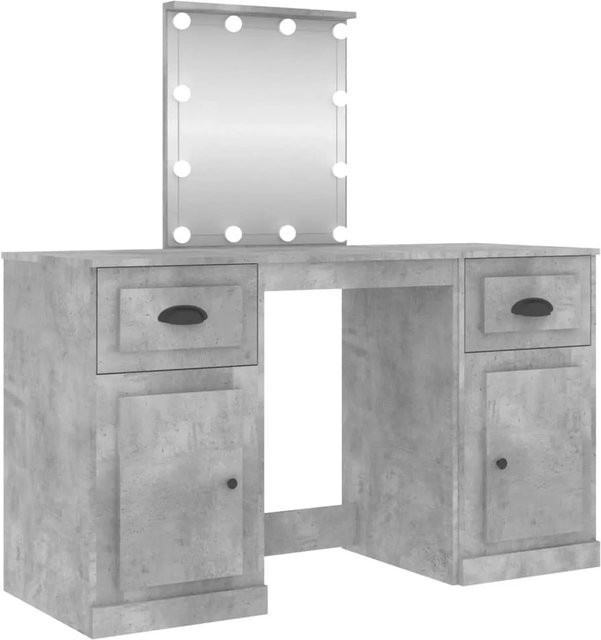 vidaXL Schminktisch mit LED-Leuchten in Betongrau, B/T/H: 130 x 50 x 132,5 cm - Bild 1
