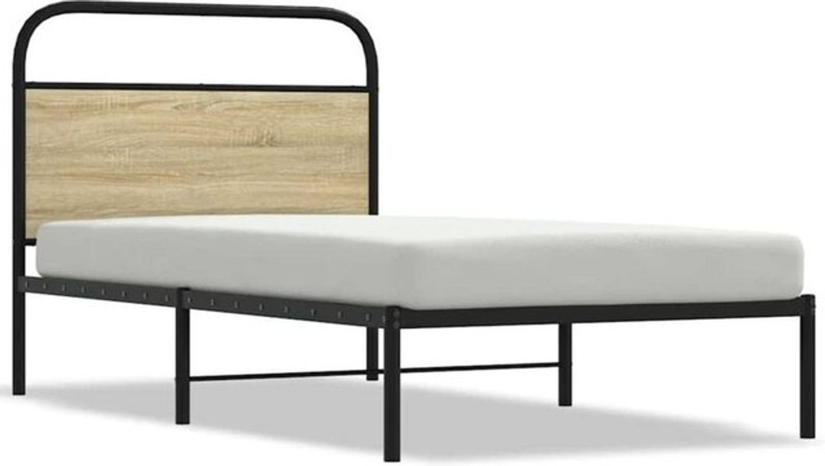Vidaxl Bettgestell aus Holzwerkstoff und Stahl in Braun im Industrial Design B/T/H: 100 x 200 cm - Bild 1