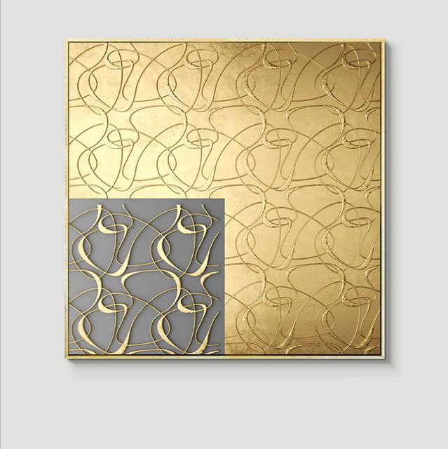 TPFLiving Leinwandbild Nordic Art Abstrakte Quadrate in Gold und Schwarz, Kunstdruck ohne Rahmen, B/H: 30 x 30 cm - Bild 1