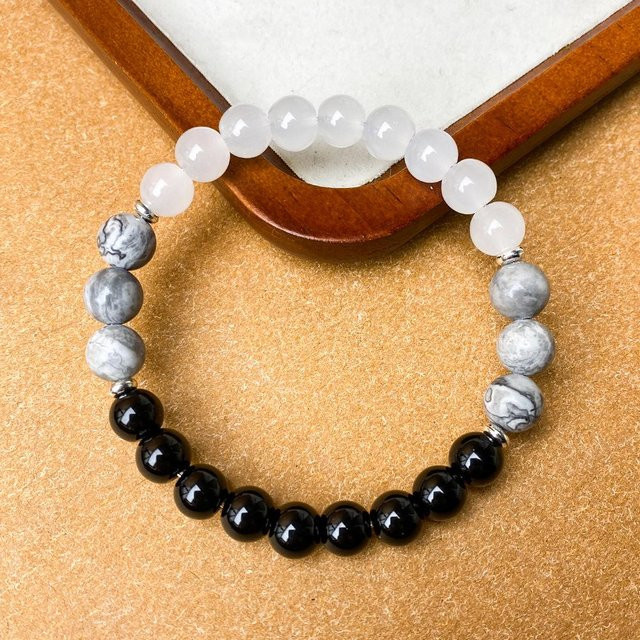 the BAY Armband, Weißer Labradorit & Obsidian, Damen - Bild 1
