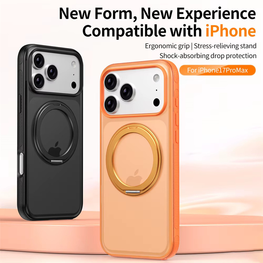 Xeber Magnetische Ring-Ständer-Hülle für iPhone 17 und iPhone 16 Pro Max, 360 Grad rotierend, MagSafe kompatibel, matt und stoßfest, transparent/blau - Bild 2