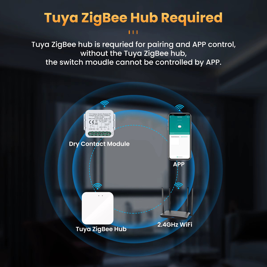 GIRIER Tuya Smart Switch Modul als ZigBee oder WLAN Trockenkontaktmodul in Weiß mit Timer-Funktion und Alexa-Unterstützung - Bild 3