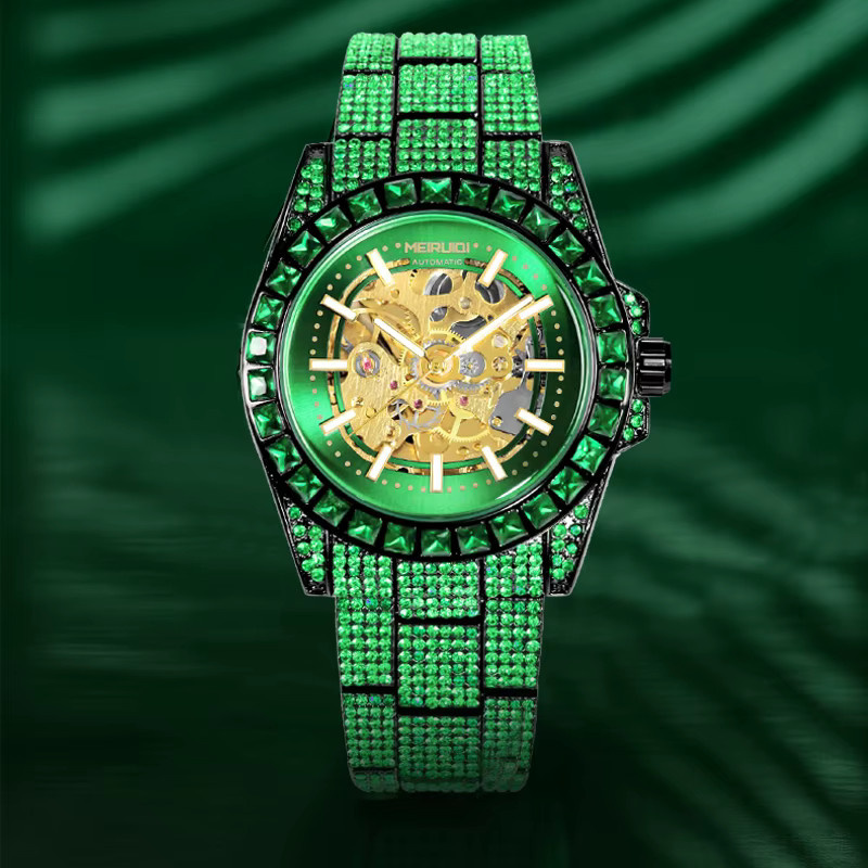 MEIRUIQI Armbanduhr, Automatik, Edelstahl, Grün, Herren - Bild 2