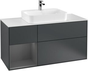 V&B Finion Waschtischunterschrank mit LED-Beleuchtung und offenen Regalen, Wandmontage, Lackiert, Breite: 120 cm, Tiefe: 50,1 cm, Höhe: 50,1 cm - Bild 1