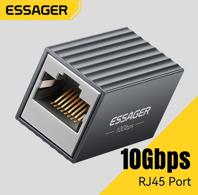 Essager RJ45 Netzwerk-Verlängerung Gigabit Ethernet Adapter für Cat8 Cat7 Cat6 LAN-Kabel mit 10Gbps Buchse-zu-Buchse Anschluss - Bild 1